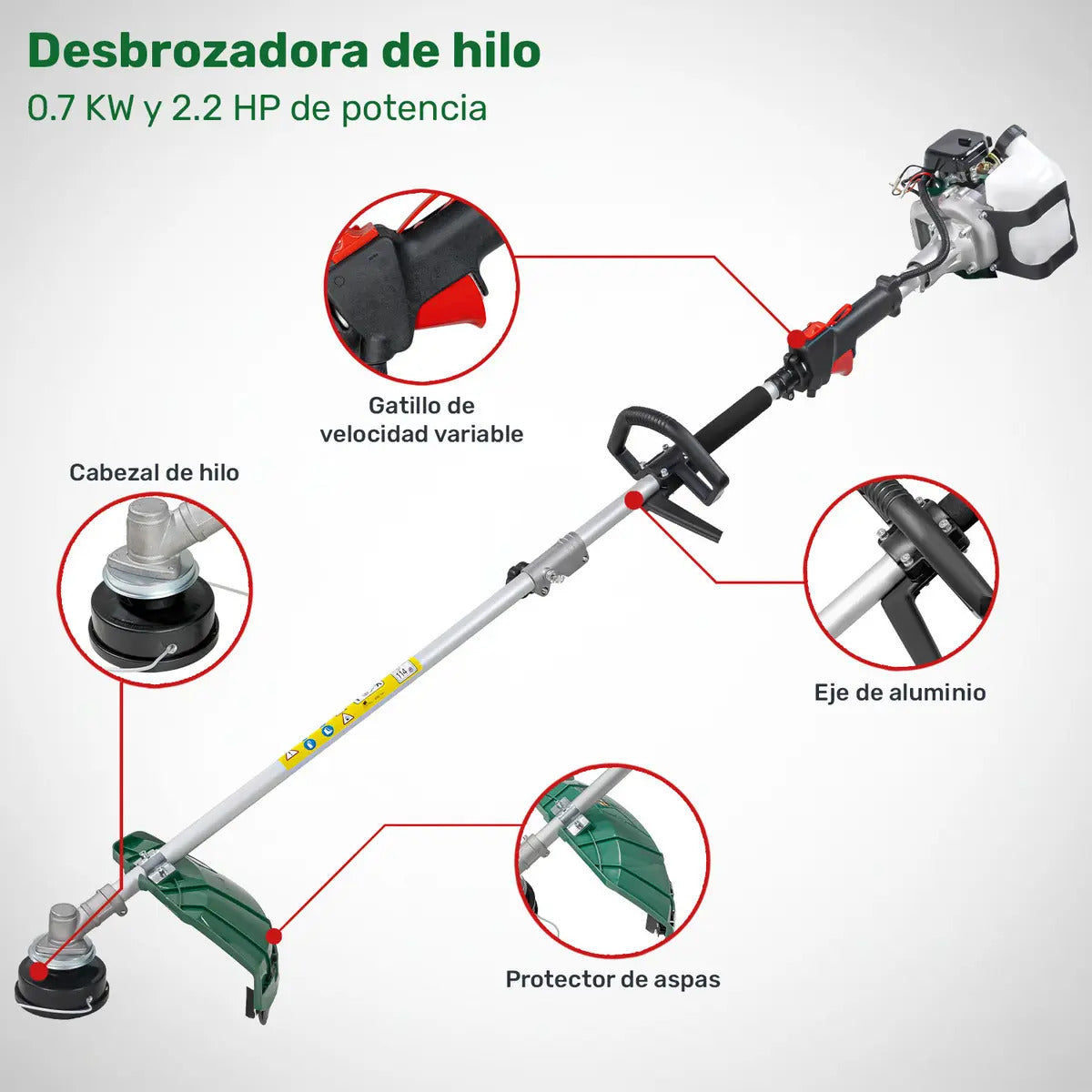 Desbrozadora Gasolina Desmaleza Recta 27cc 1hp 600ml