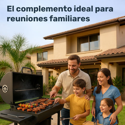 Asador Carne Parrilla Carbon Bbq Movil Termometro Cenicero