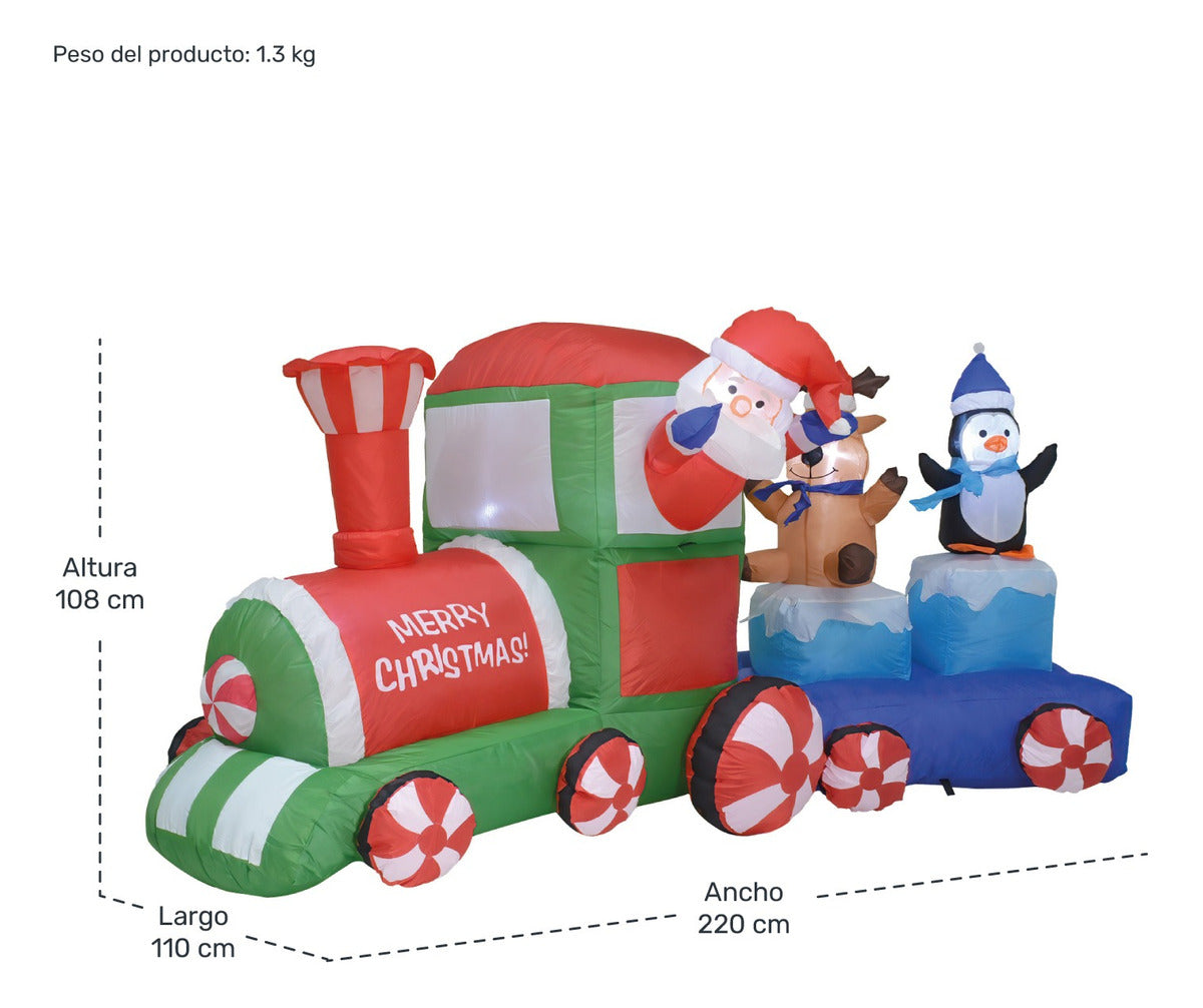 Inflable Navidad Tren Navideño 2.2m Decoracion Luz Led