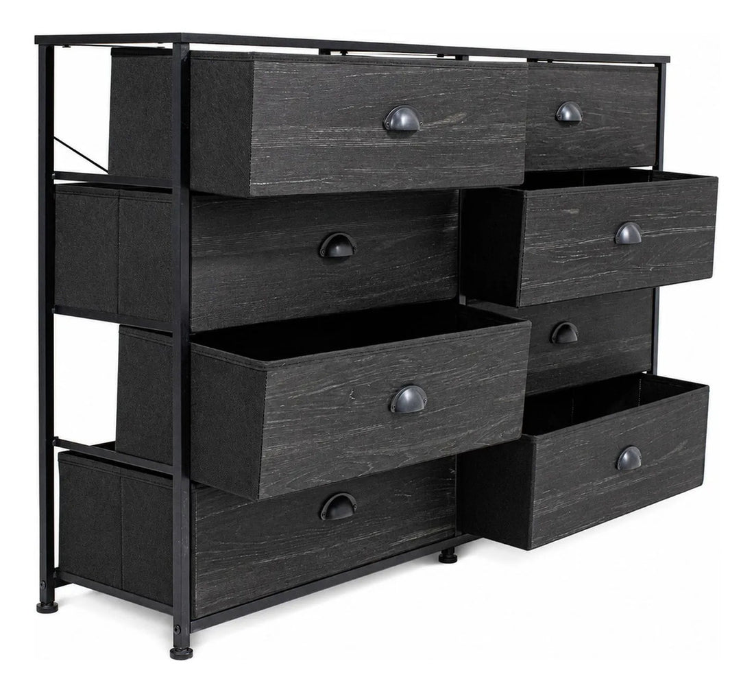 Comoda Cajonera 8 Cajones Mueble Organizador Ropa Negro Negro