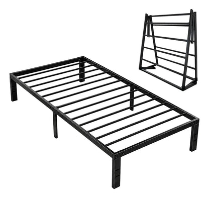Base Cama Individual Plegable Acero Resistente 150kg Hogar Negro