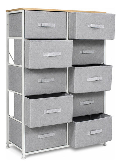 Comoda Cajonera 10 Cajones Estructura Acero Soporte 100 Kg Gris