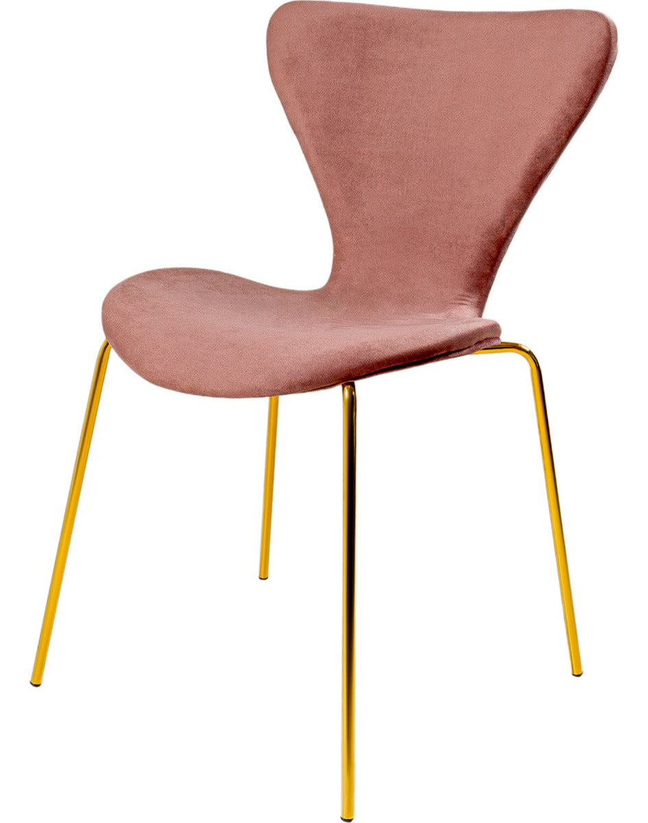 Silla Terciopelo Comedor Tapizada Minimalista Rosa