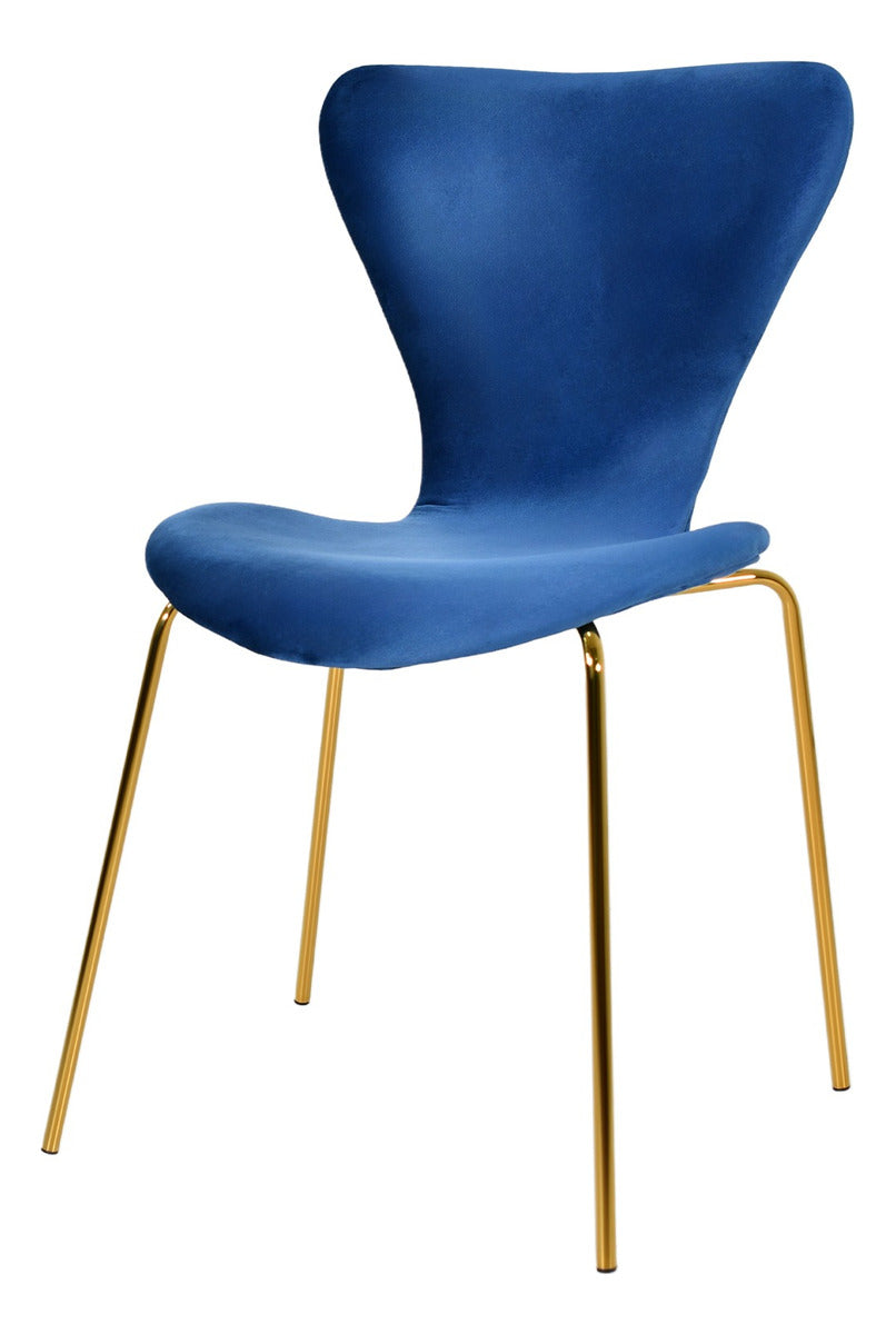 Silla Terciopelo Comedor Tapizada Minimalista Azul Marino