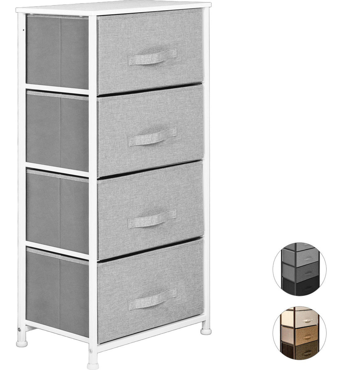 Mueble Buro Organizador Comoda 4 Cajones Tela Moderno Gris