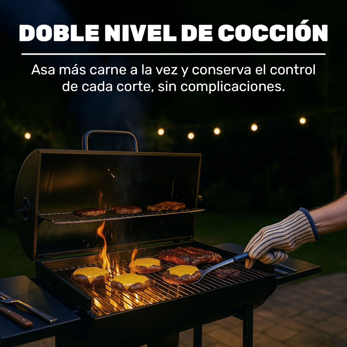Asador Carne Parrilla Carbon Bbq Movil Termometro Cenicero