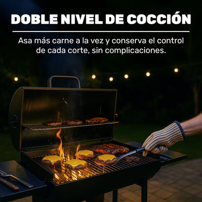 Asador Carne Parrilla Carbon Bbq Movil Termometro Cenicero