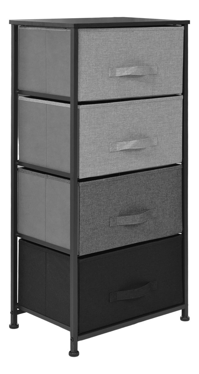 Mueble Buro Organizador Comoda 4 Cajones Tela Moderno Negro