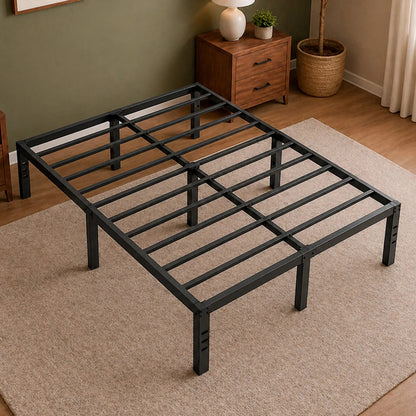 Base Cama Matrimonial Plegable Reforzada Soporta 500kg Acero Negro