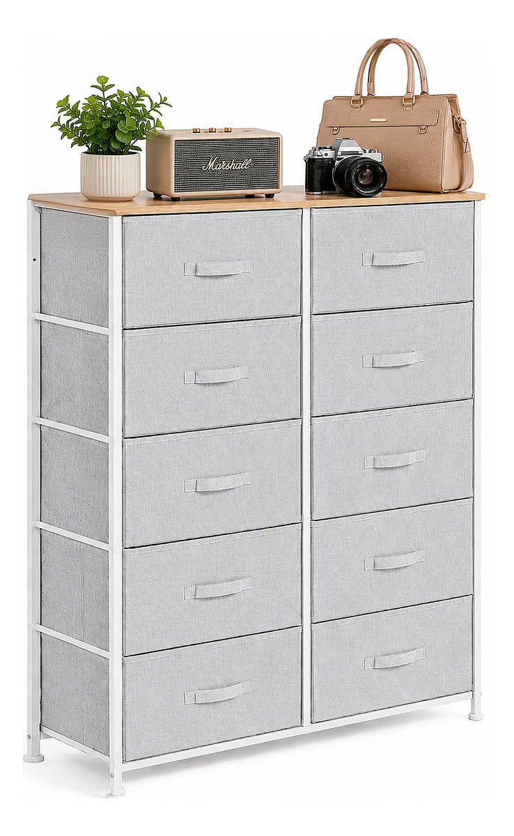 Comoda Cajonera 10 Cajones Estructura Acero Soporte 100 Kg Gris