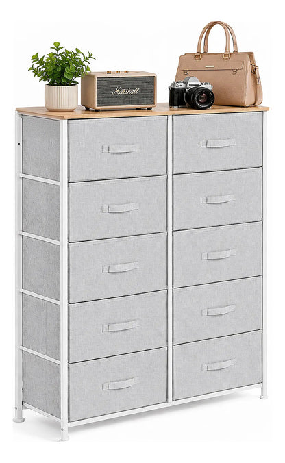 Comoda Cajonera 10 Cajones Estructura Acero Soporte 100 Kg Gris