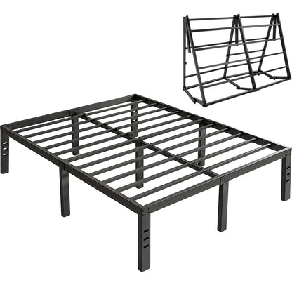 Base Cama Matrimonial Plegable Reforzada Soporta 500kg Acero Negro