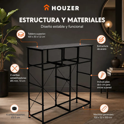 Comoda Cajonera 9 Cajones Tela Marco Acero Organizador Negro