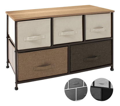 Mueble Buro Organizador Comoda Tela Metal 5 Cajoneras cafe