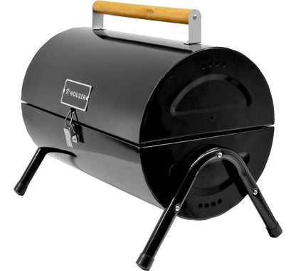 Asador Carbon Portatil Tipo Barril Negro 2 Parrillas 42x35