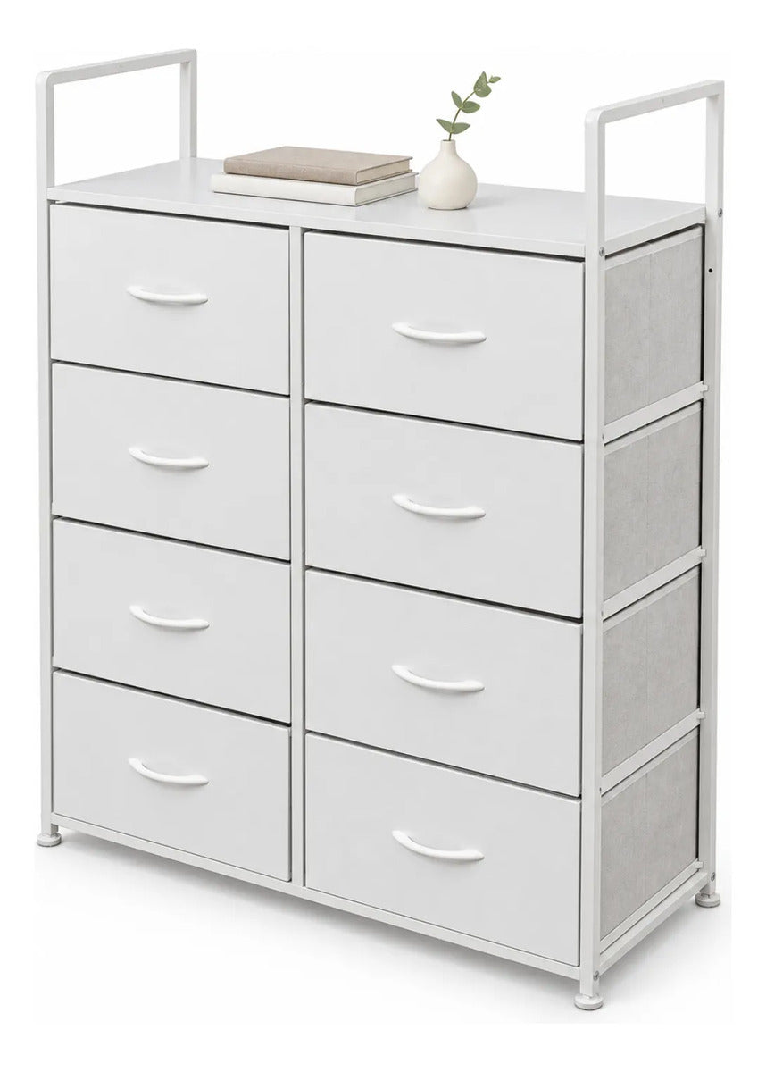 Comoda Cajonera Vertical Organizador 8 Cajones 80×31×108 Cm Blanco