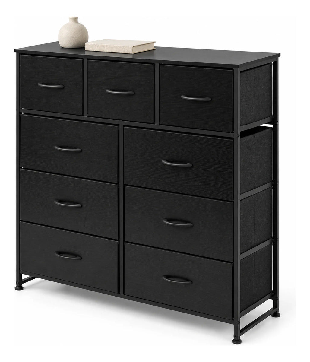 Comoda Cajonera Vertical 9 Cajones Organizador Ropa Recamara Negro