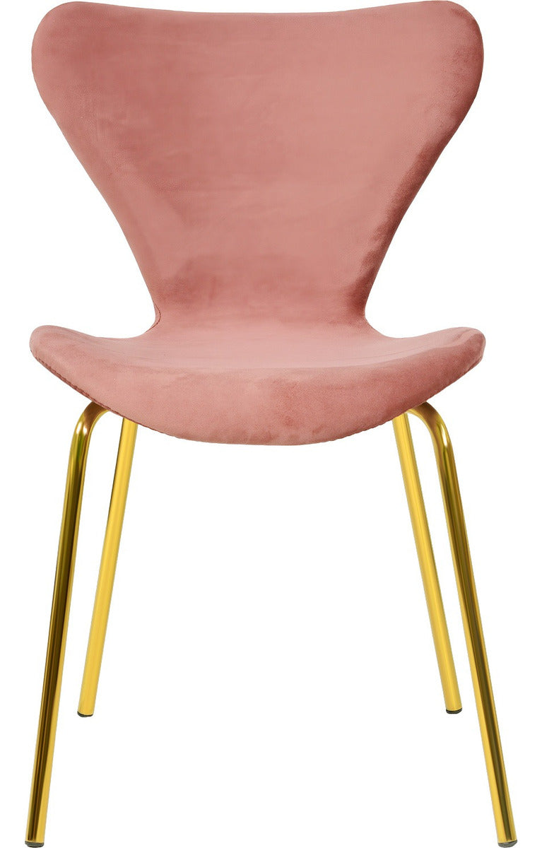 Silla Comedor Tapizada Minimalista Terciopelo Rosa