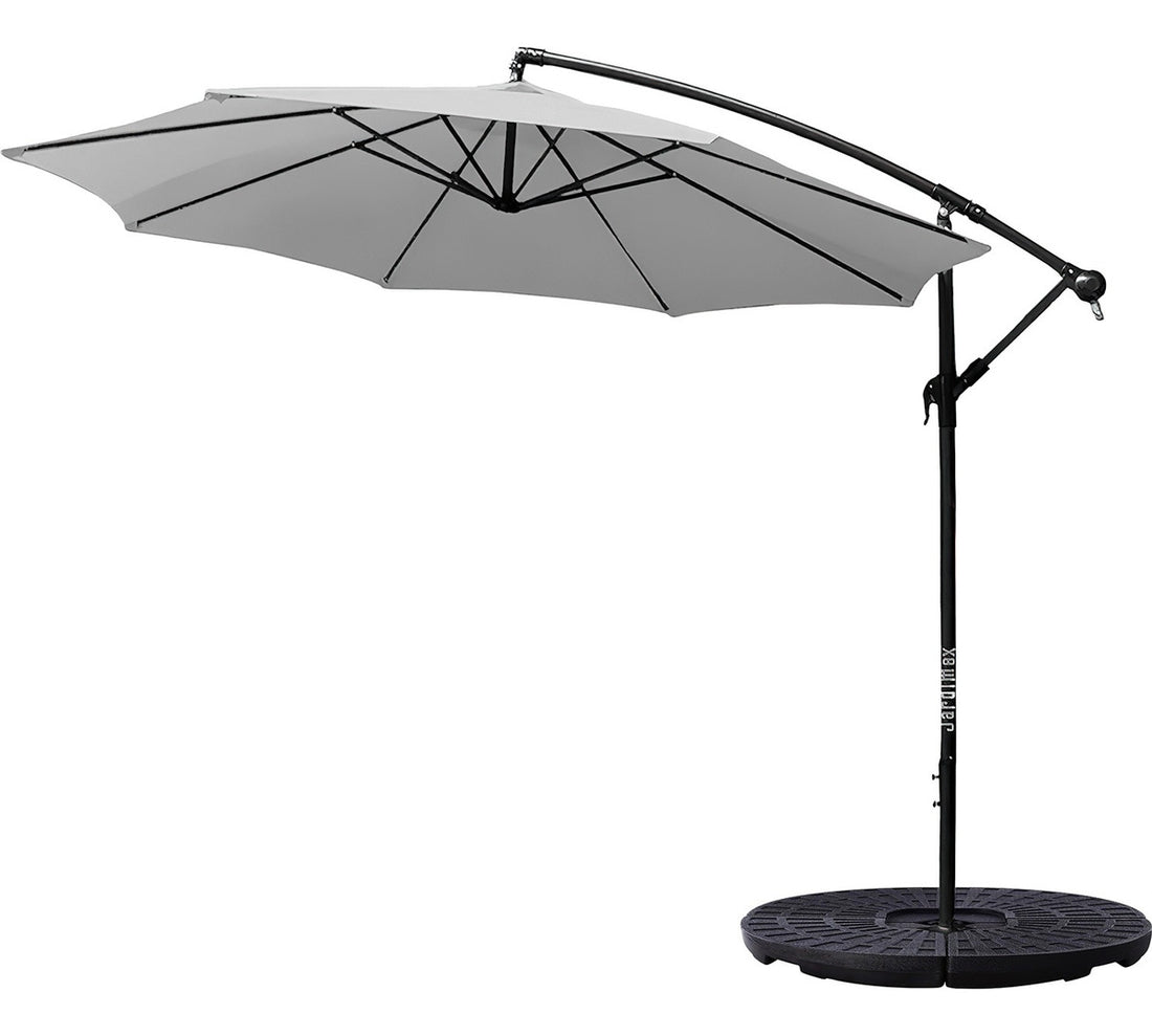 Sombrilla Grande Exterior Playa Jardin 3m + Base Contrapeso Blanco