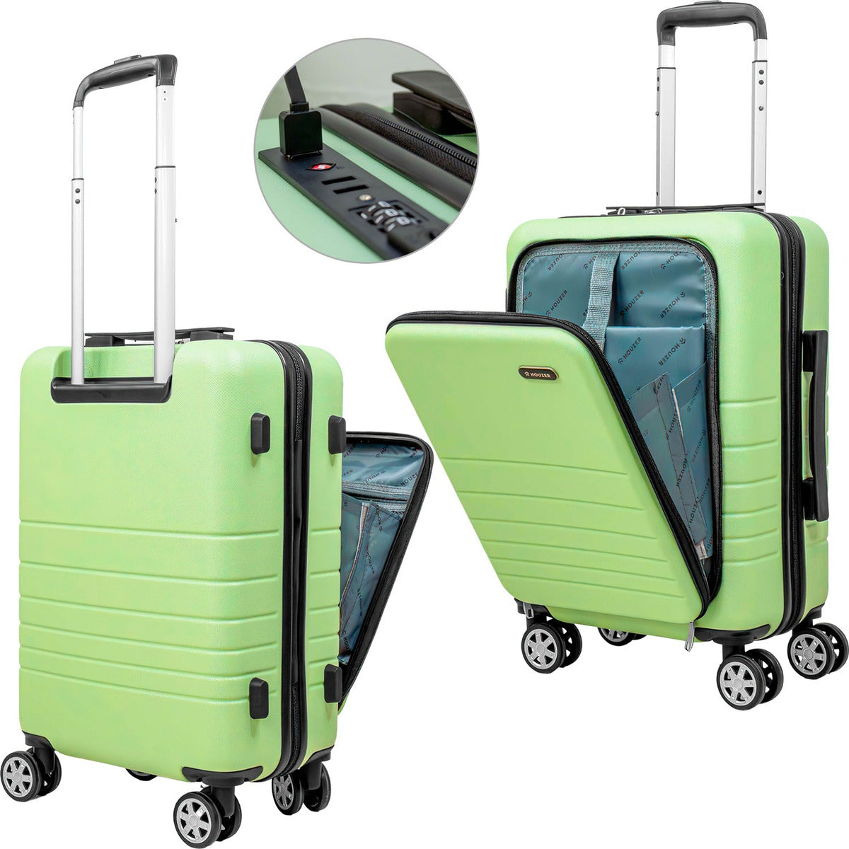 Set 2 Maletas Viaje Verde Cabina Avion 21 Y 18 4 Ruedas 360°