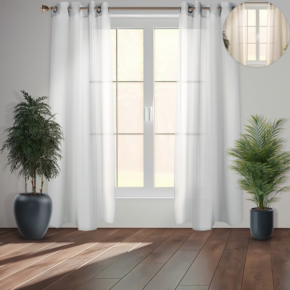 Cortinas Traslucidas Lino Texturizado Ventanas 270x215cm 2pz