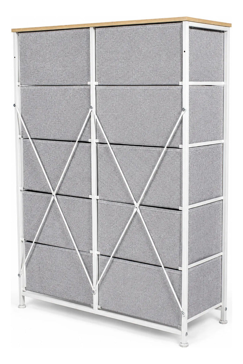 Comoda Cajonera 10 Cajones Estructura Acero Soporte 100 Kg Gris