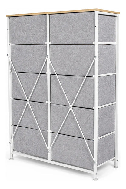 Comoda Cajonera 10 Cajones Estructura Acero Soporte 100 Kg Gris