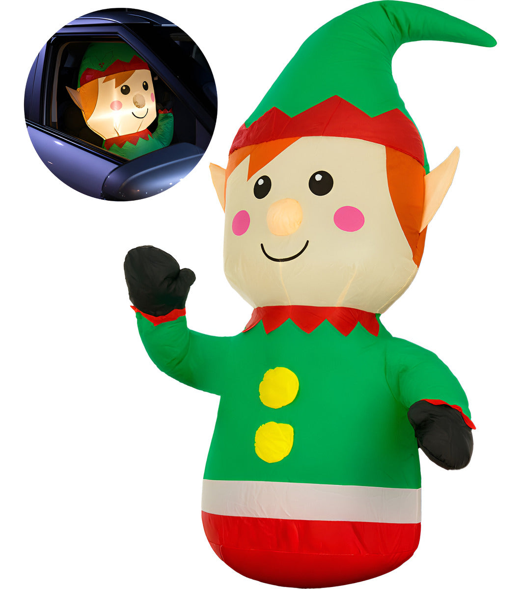 Inflable Navidad Duende Gnomo Carro Automovil Interior 92cm