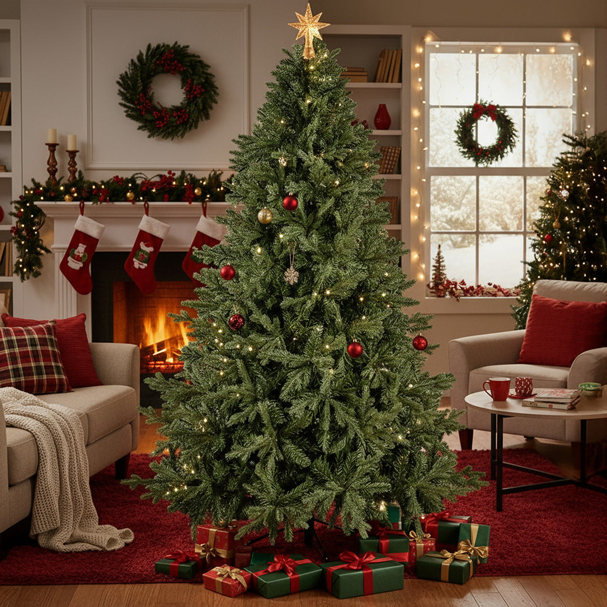 Arbol Navidad 2.10m Doble Rama Abeto Pino Navideño Premium