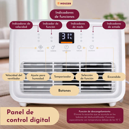 Deshumidificador Inteligente 20l/dia Secado Ropa 200m2 Timer Blanco