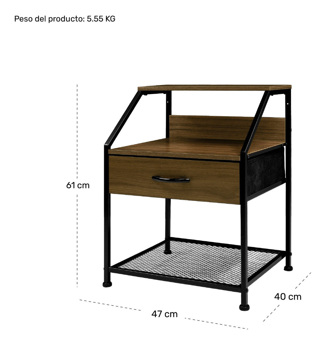 Buro Con Balda Comoda Mesa Mueble Noche 1 Cajon Moderno Cafe