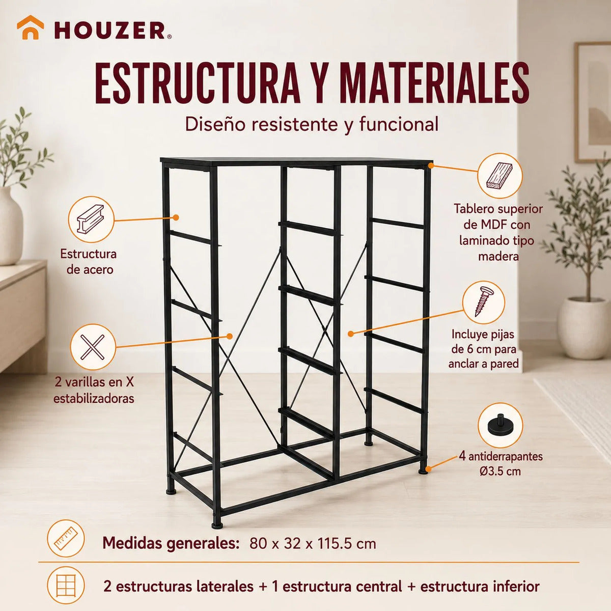Comoda 10 Cajones Estructura Acero Cajonera Organizadora Gris