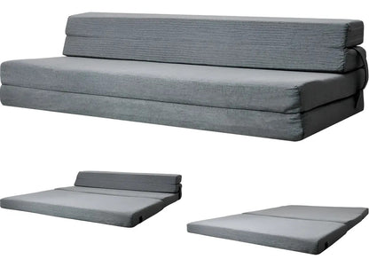 Sofa Cama Futon Sillon Plegable Foam 3 En 1 Matrimonial Gris Oscuro Liso