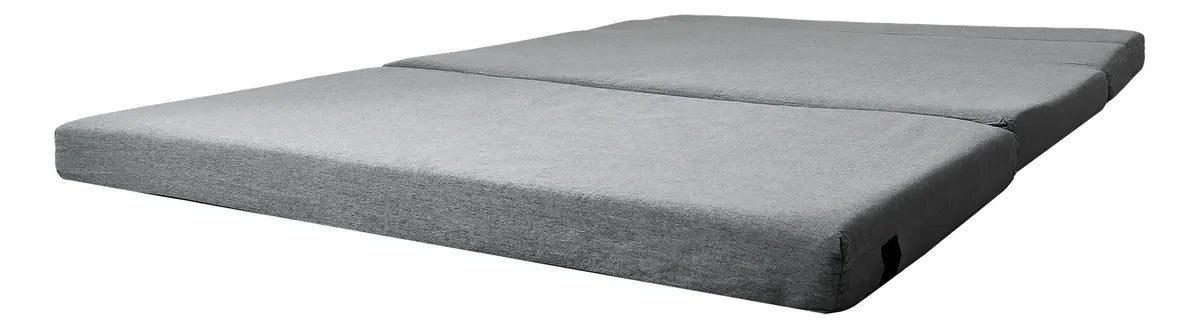 Sofa Cama Futon Sillon Plegable Foam 3 En 1 Matrimonial Gris Oscuro Liso