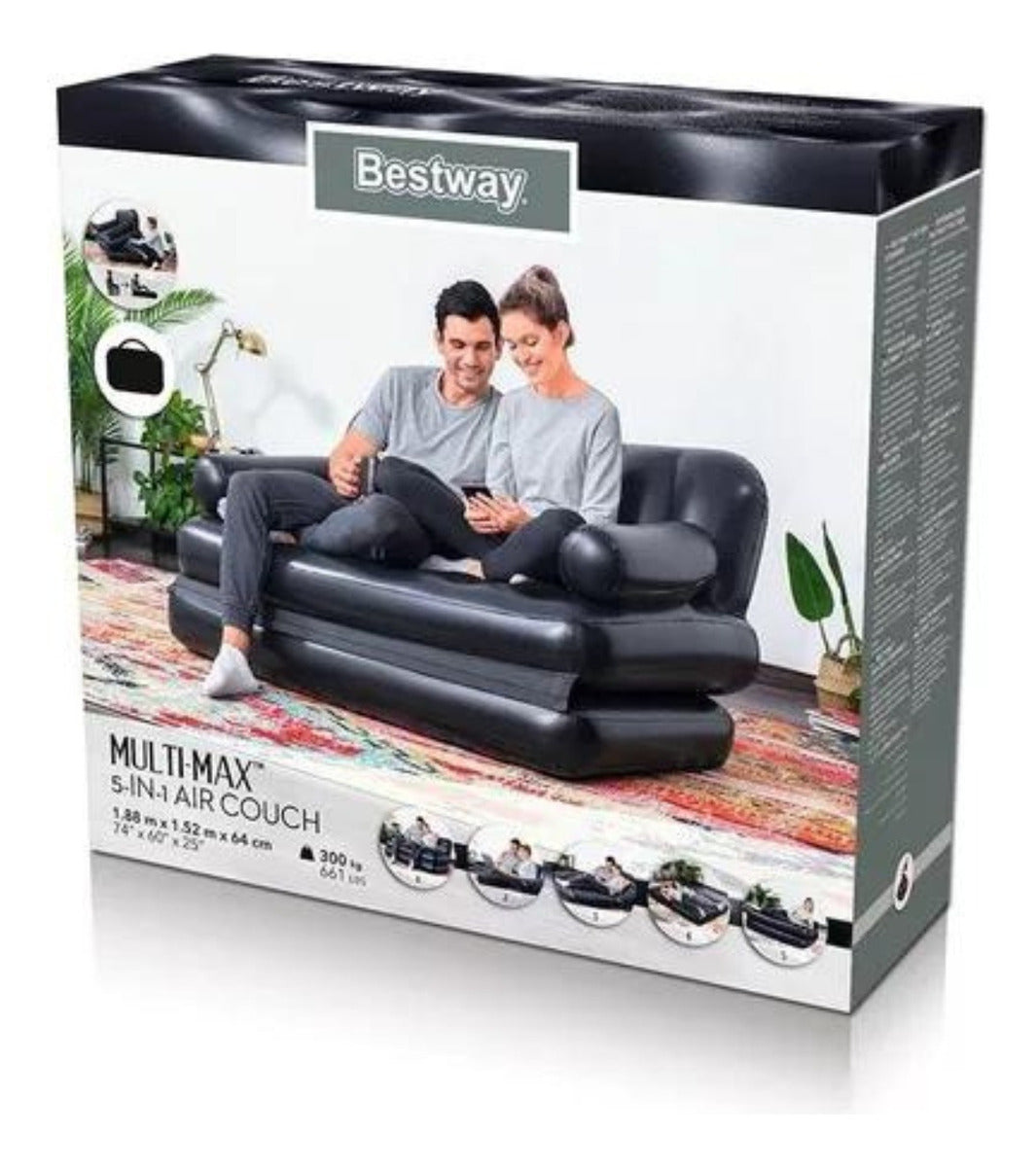 Sillon Inflable Sofá Cama Bestway 2 Personas 188x152x64 Cm