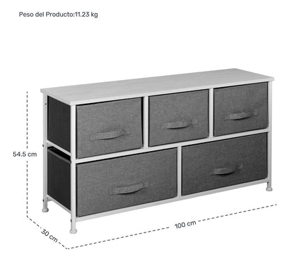 Mueble Buro Organizador Comoda Tela Metal 5 Cajoneras