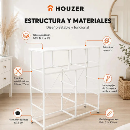 Comoda Cajonera 9 Cajones Tela Marco Acero Organizador Beige
