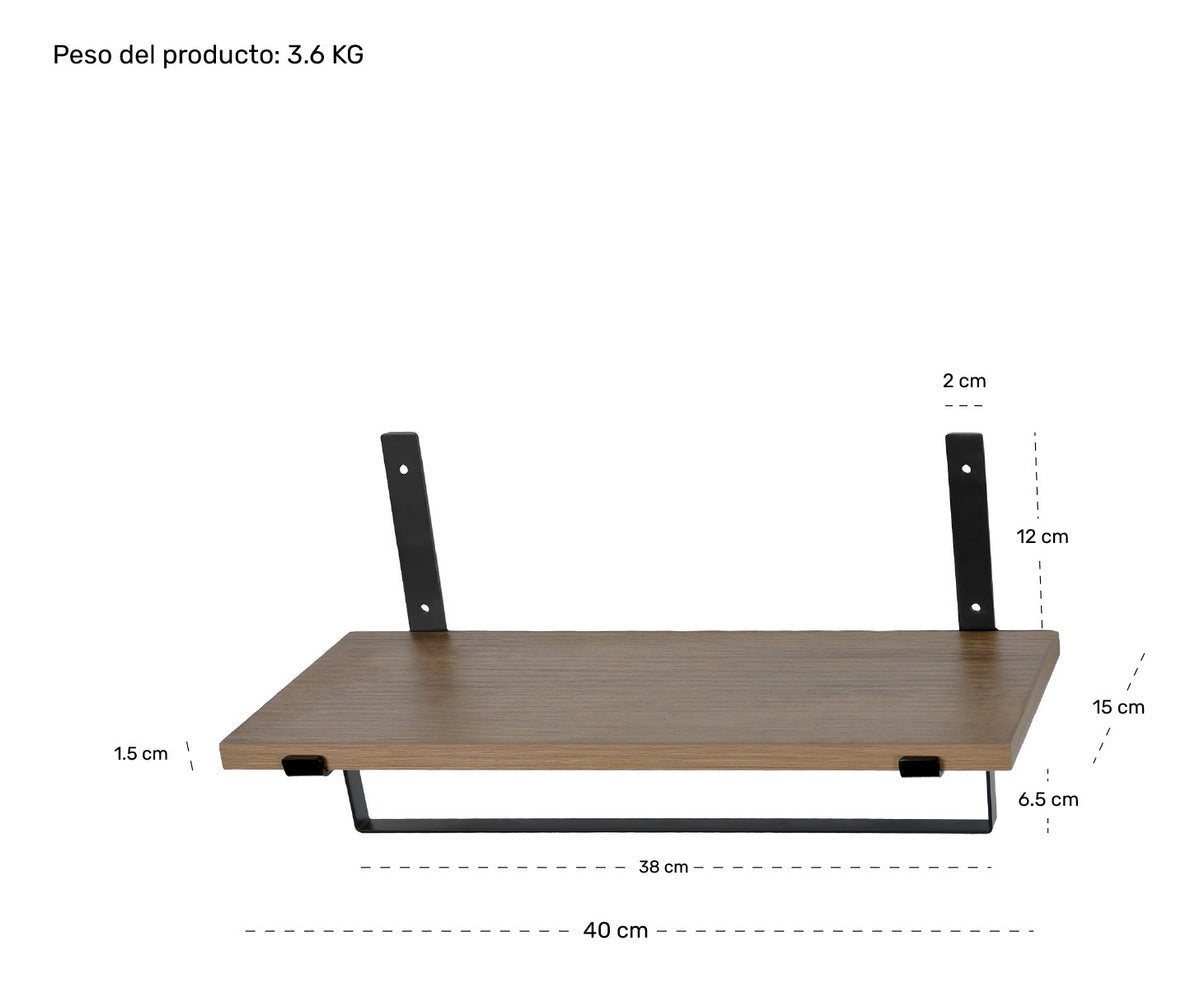 Set 4 Repisas Madera Estantes Flotantes Modernas 40x15 Cm