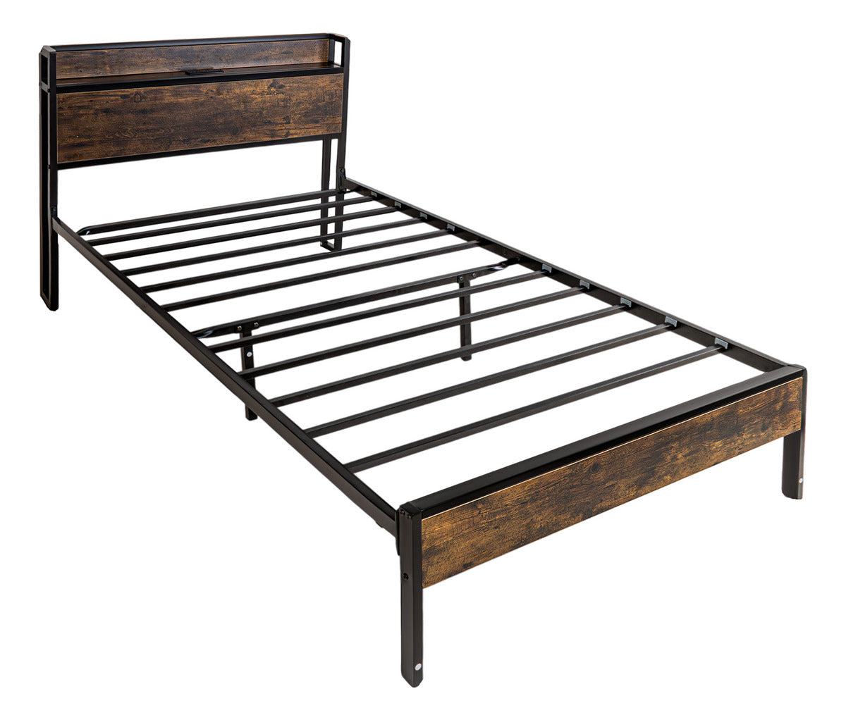 Base Cama Individual Usb Country Tipo Madera Moderna