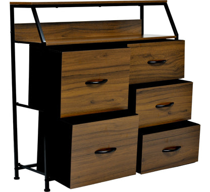 Comoda Mueble 5 Cajoneras Metal Organizador Madera