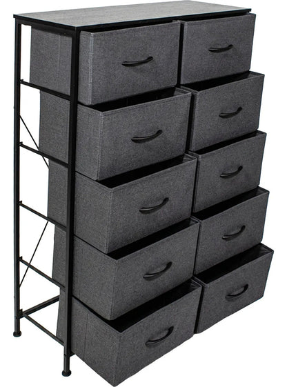 Comoda 10 Cajones Estructura Acero Cajonera Organizadora Gris
