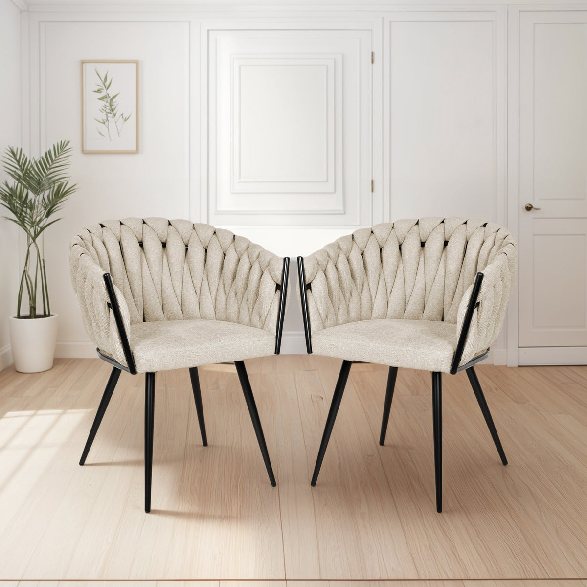 Set 2 Sillas Comedor Patron Tejido Elegante Moderno