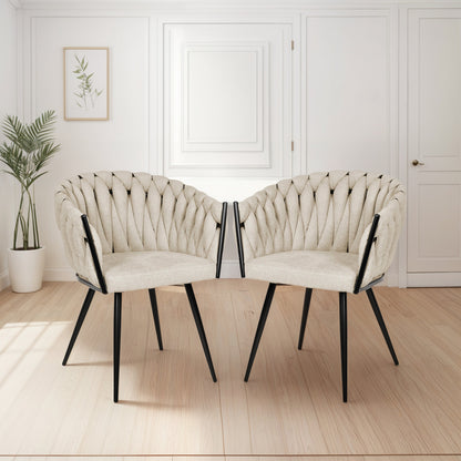 Set 2 Sillas Comedor Patron Tejido Elegante Moderno