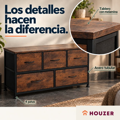 Comoda Cajonera Horizontal 5 Cajones Organizador Acero Country