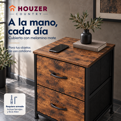 Set De 2 Buros Mesas De Noche 4 Cajones Organizador Acero Country