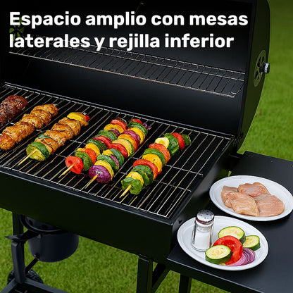 Asador Carne Parrilla Carbon Bbq Movil Termometro Cenicero