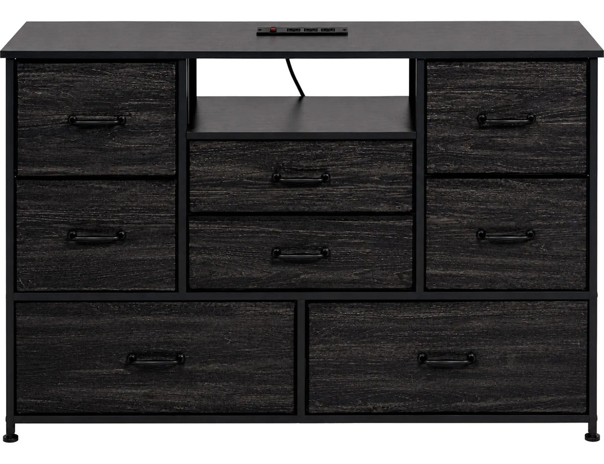 Comoda Cajonera Negra 8 Cajones Estacion Carga Organizador Negro