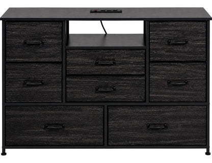 Comoda Cajonera Negra 8 Cajones Estacion Carga Organizador Negro