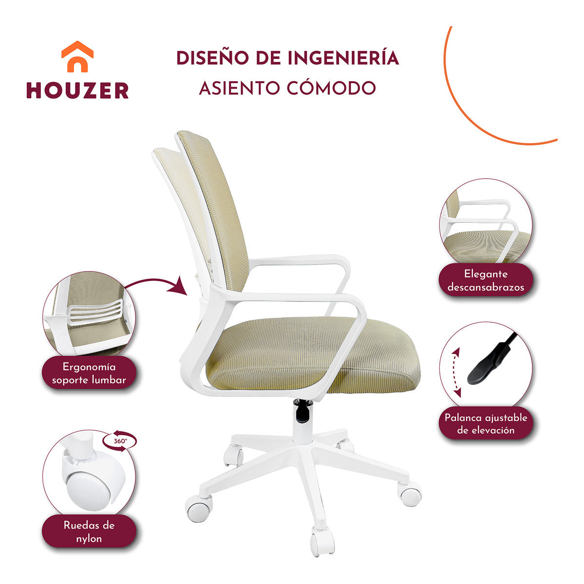 Set Home Hoffice Escritorio Madera Clara + Silla Ajustable