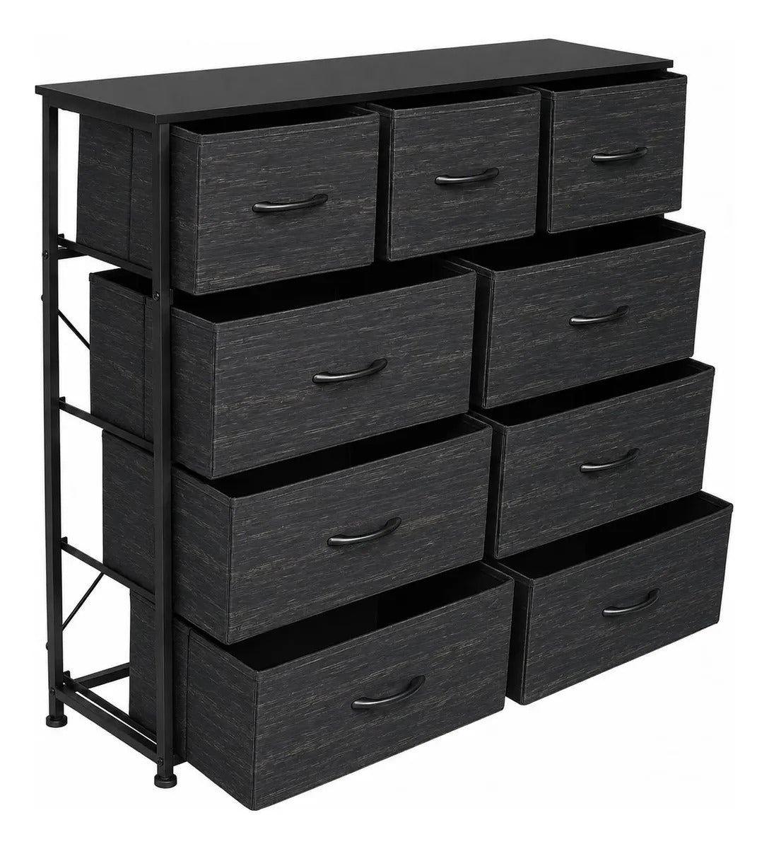 Comoda Cajonera 9 Cajones Tela Marco Acero Organizador Gris